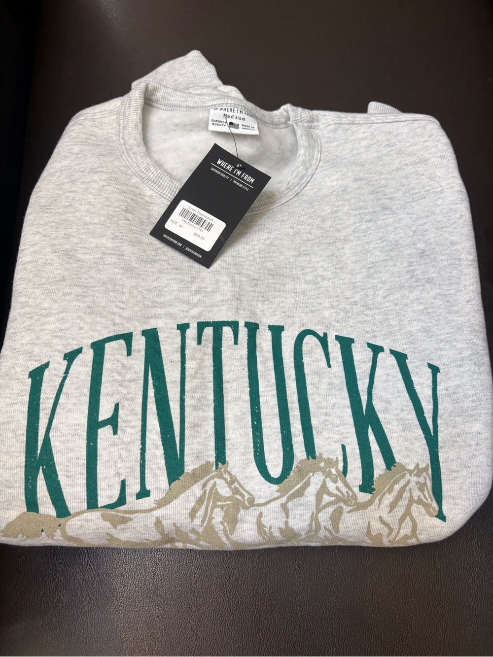 Light Gray Crewneck Sweatshirt with Green Kentucky Logo